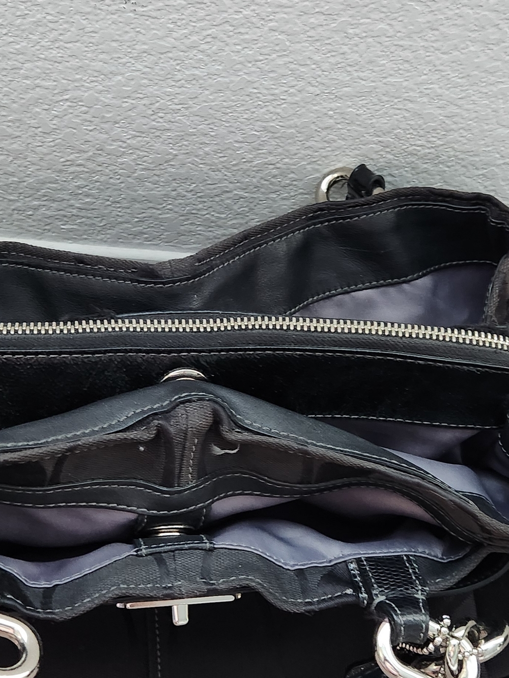 Coach Black Signature Tote with Silver-Tone Hardware - Picture 7 of 8